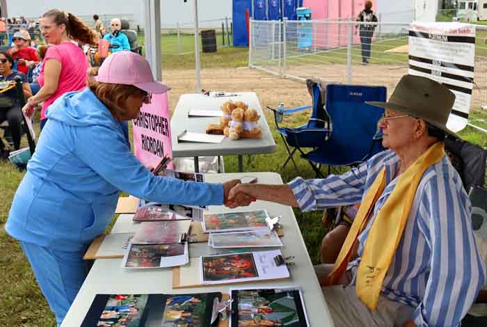 Fans stopped by to chat throughout the day.