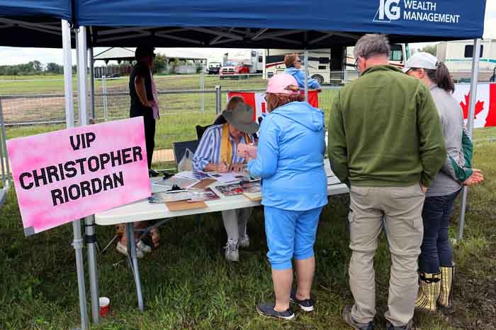 Fans stopped by to chat throughout the day.