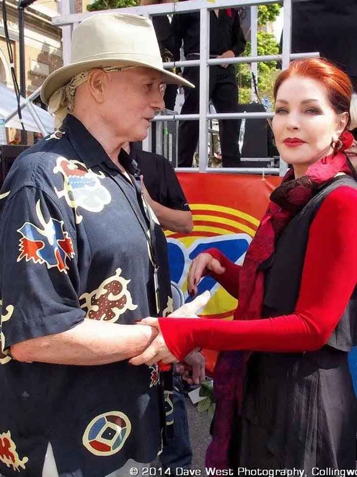 Christopher Riordan with Priscilla Presley at the Collingwood Elvis Festival, 2014