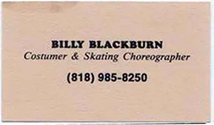 Billy Blackburn business card.