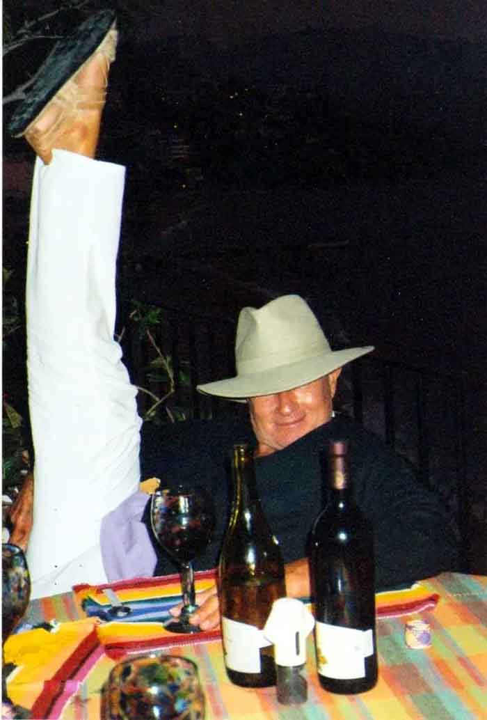 Christopher doing his famous kick