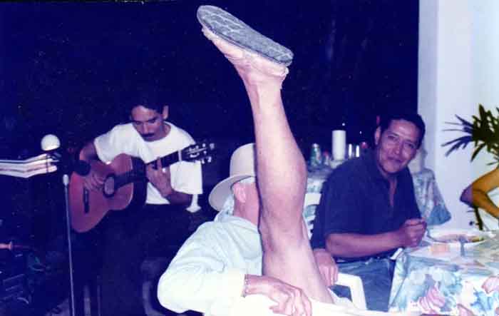 Christopher doing his famous kick