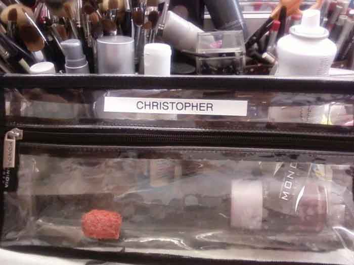 Christopher Riordan makeup kit on Superstore
