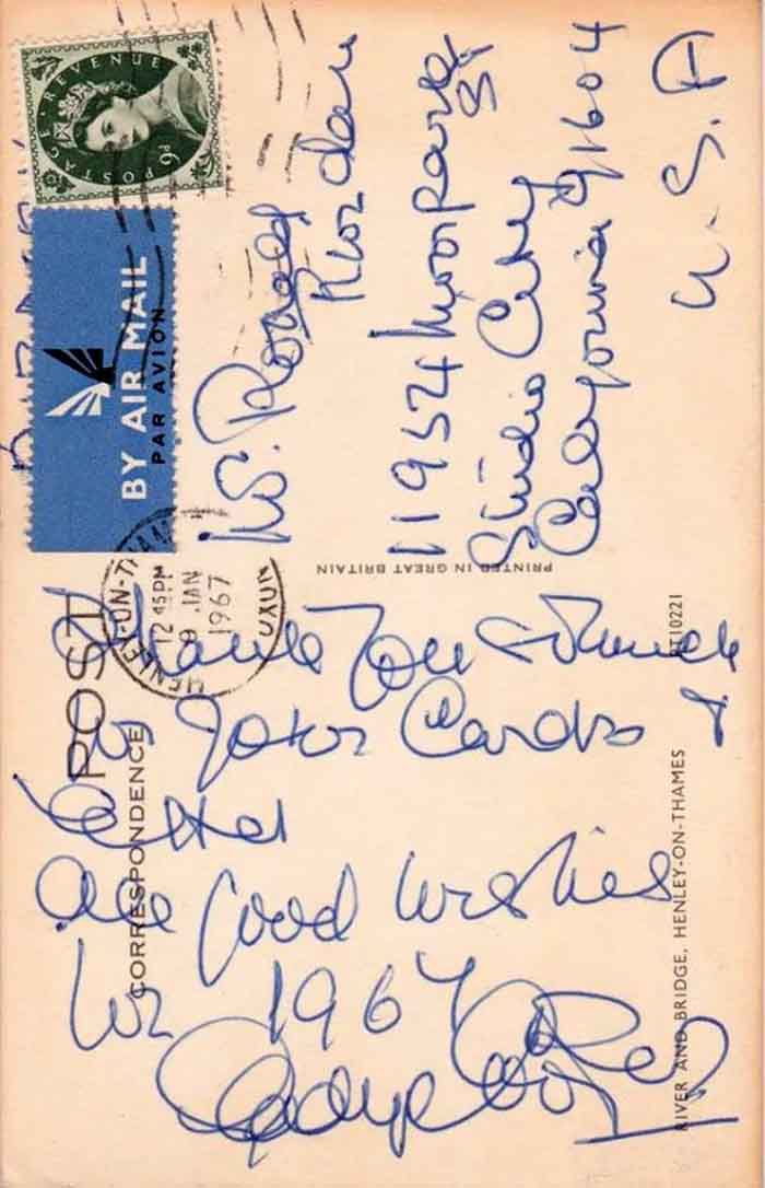 Postcard from Gladys Cooper to Christopher