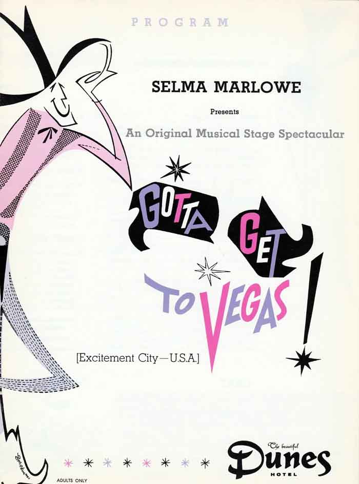 Front cover of the Program for the show Gotta Get To Vegas. 