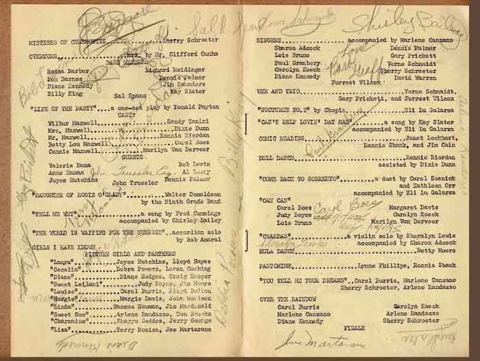 Program from Christopher's high school production in 1952