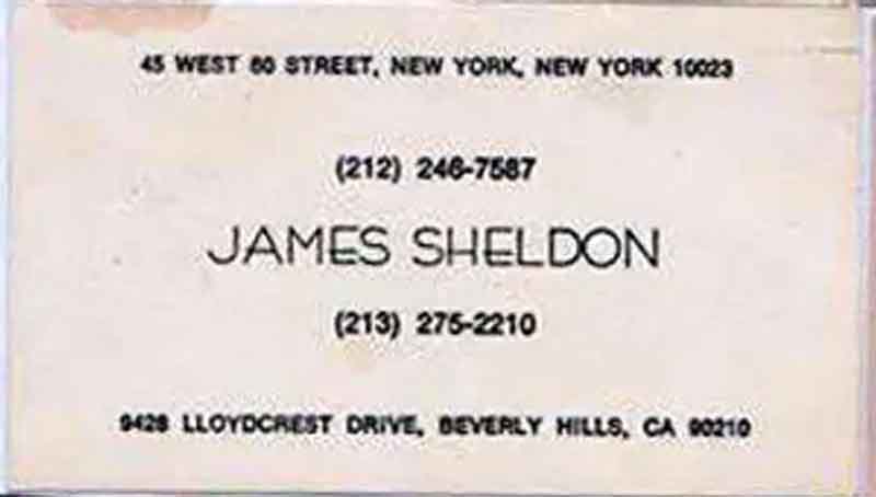 James Sheldon business card.