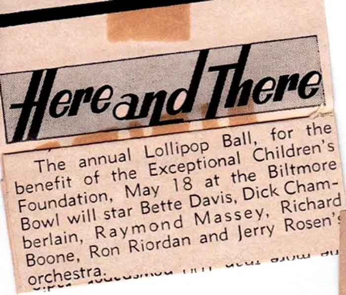 Trade press announcement of the Lollipop Ball