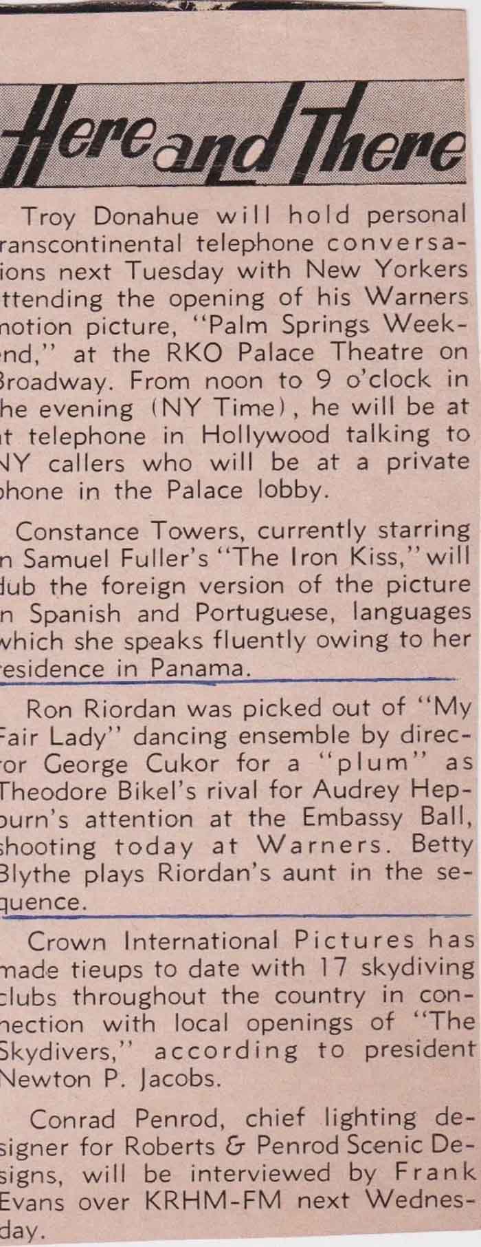 My Fair Lady mention in the trades
