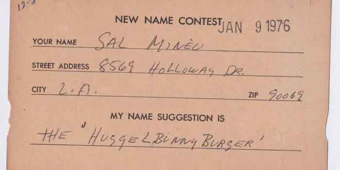 Sal Mineo entry in name the club contest